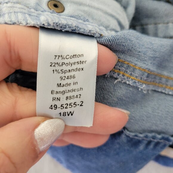 Woman Within Jeans 18W Plus Medium Wash Blue Straight Leg Pull On SL74E - Picture 9 of 10